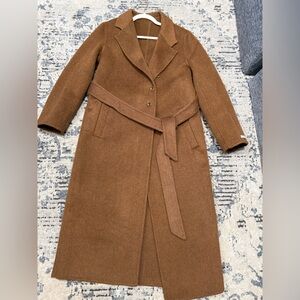 Elegant Brown 100% wool Women's long Coat new